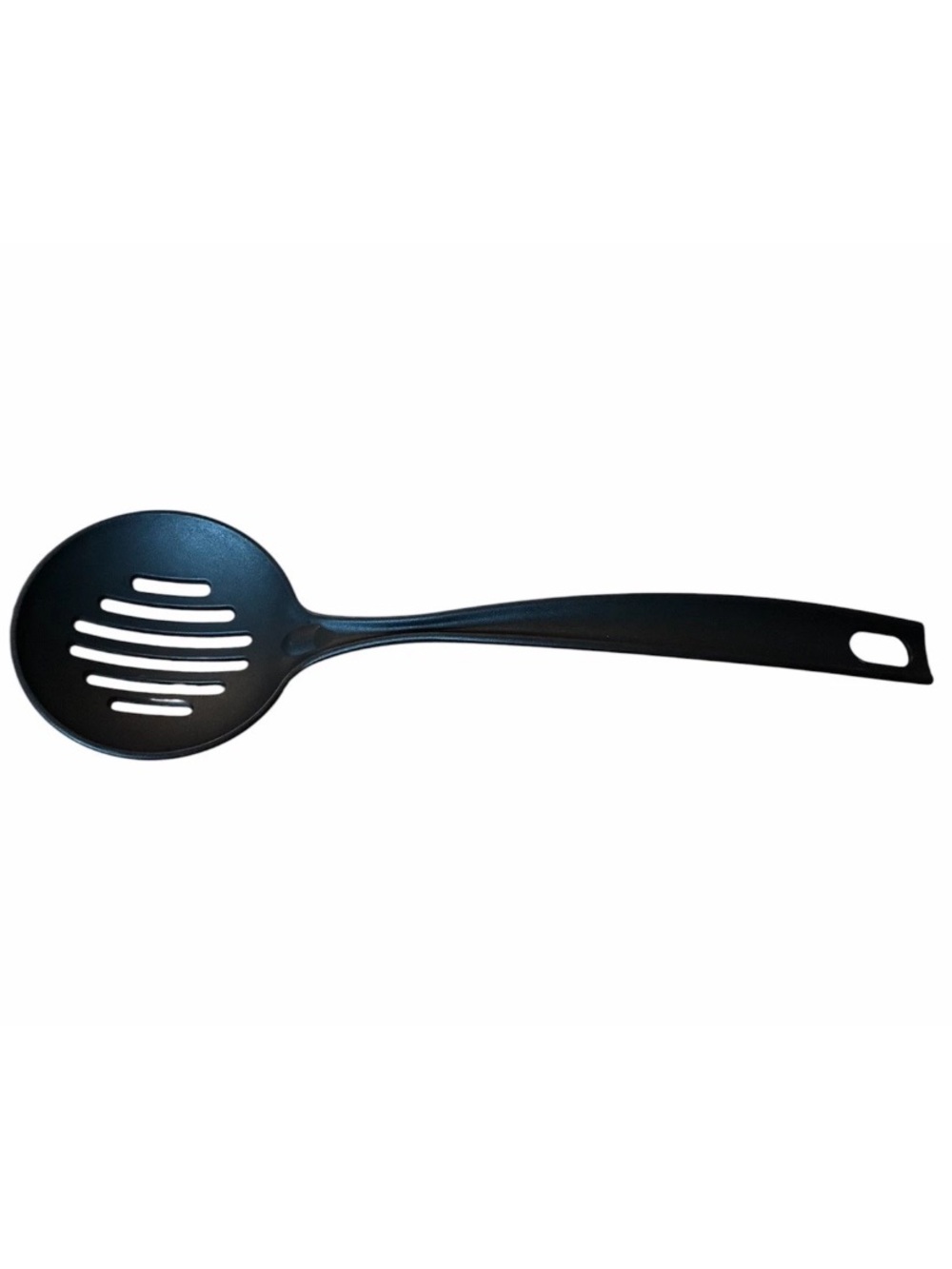 Vintage 13 Inch Tailor Made Black Nylon Plastic Slotted Spoon Wide Round Head